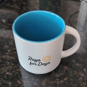 Over Easy White Mug with Blue Interior "Rays For Days"